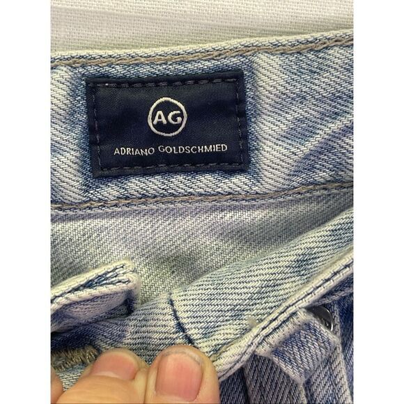 Adriano Goldschmied Raw Hem Wide Leg Crop Jeans Blue Denim Light Wash Size 29R - Picture 4 of 13